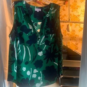 Blue, green and white floral tank top